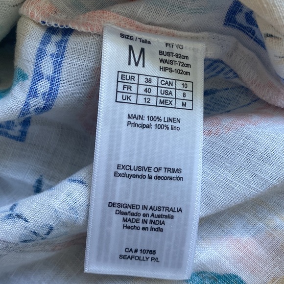 Seafolly Short-Sleeve Wish You Were Here Cover-Up Shirt in Atoll Blue Medium - Picture 11 of 11